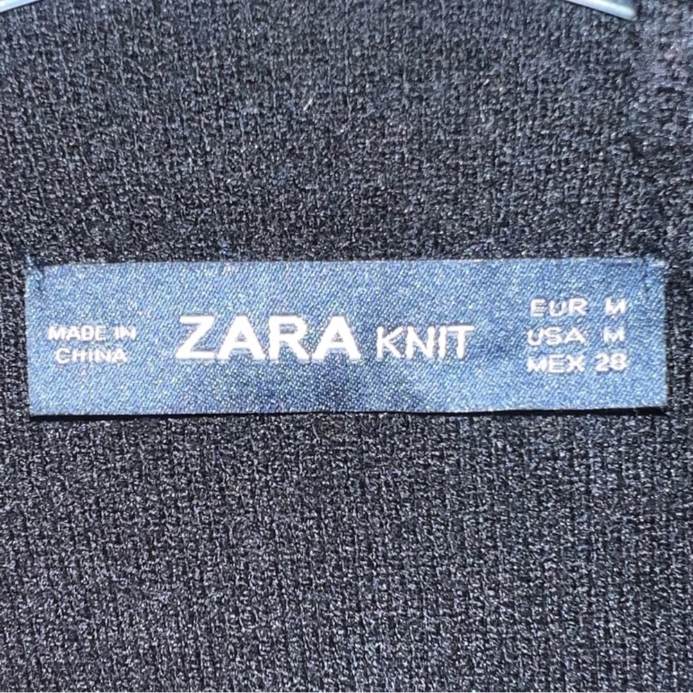 Zara Knit Sweater Dress Black Ruffle Turtleneck High Neck Cozy Size Medium - Picture 3 of 7